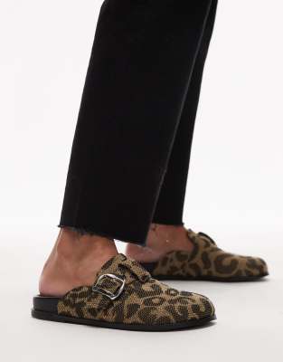 Topshop - Beck - Clogs mit Leopardenmuster-Bunt