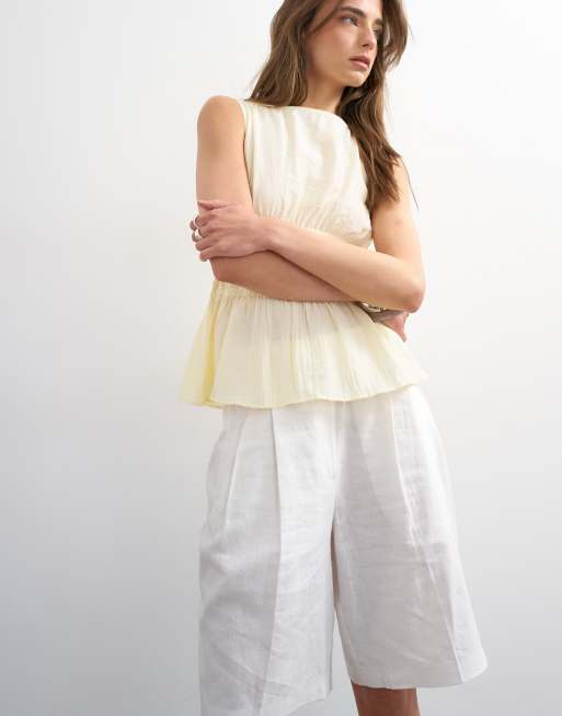 Topshop – Beige, ärmlös topp med smockad detalj, 3 av 4