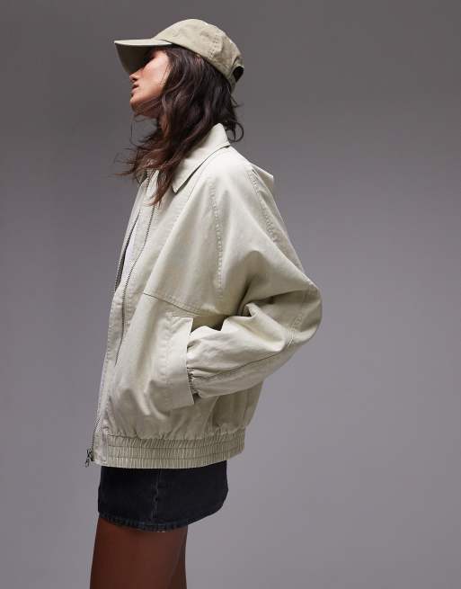 Topshop - Beige bomber-jakke i syrevask