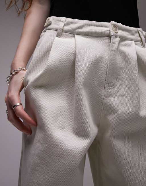 Topshop - Beige bukser med lige ben og knapdetalje, 4 af 5