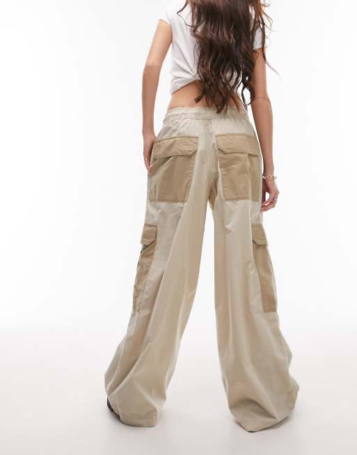 Topshop - Beige cargobukser med ballon-design og patchwork-lommer , 2 af 4