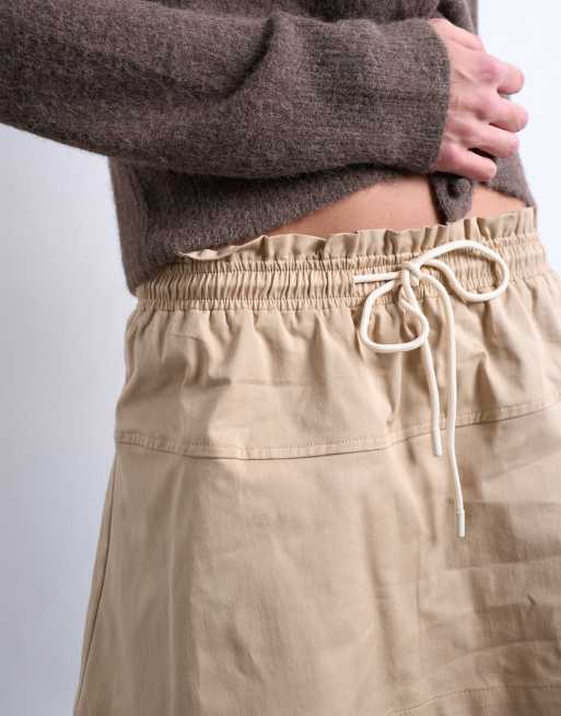Topshop - Beige mini-skort med elastisk talje, 4 af 5