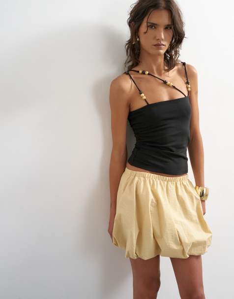 Topshop - Beige mininederdel med boblekant - view 1
