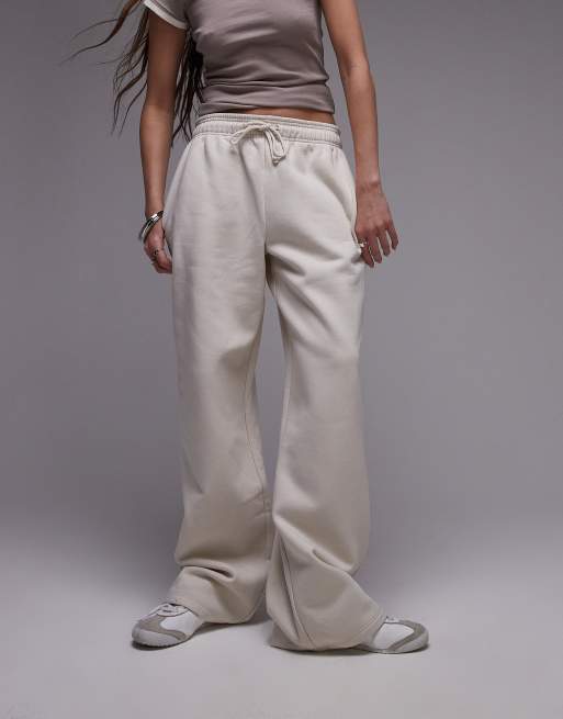 Topshop – Beige mjukisbyxor med raka ben