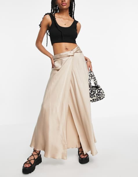 Topshop - Beige nederdel i vandfaldsstil - view 1