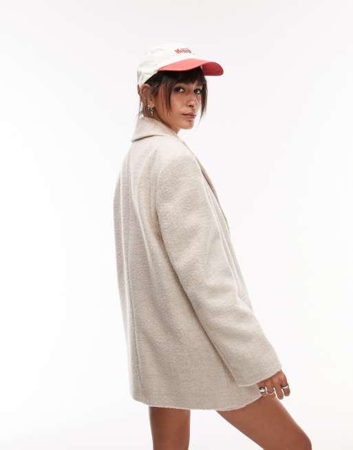 Topshop – Beige, oversize, borstad kavajkappa , 2 av 4