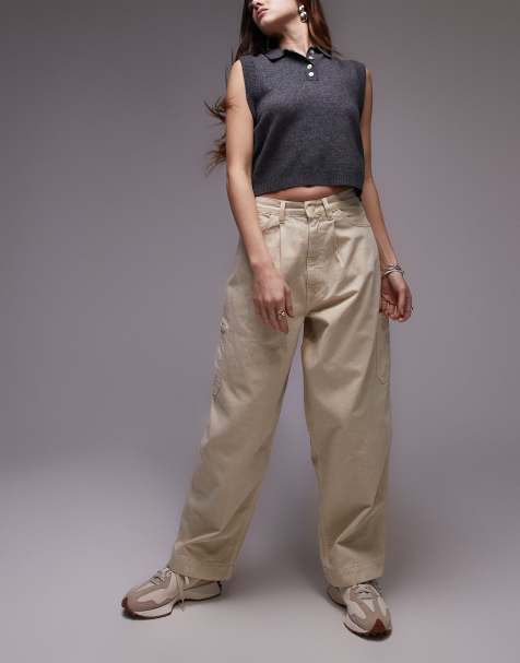 Topshop - Beige pull on-bukser i cargostil med enkelt design - view 1