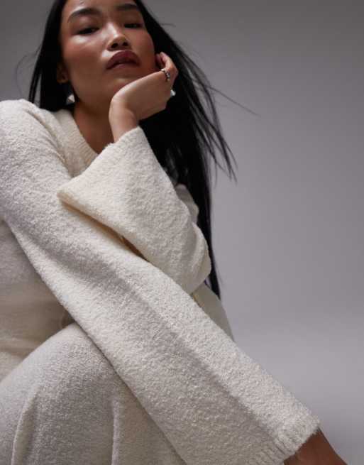 Topshop – Beige, stickad maxiklänning i bouclé, 4 av 4