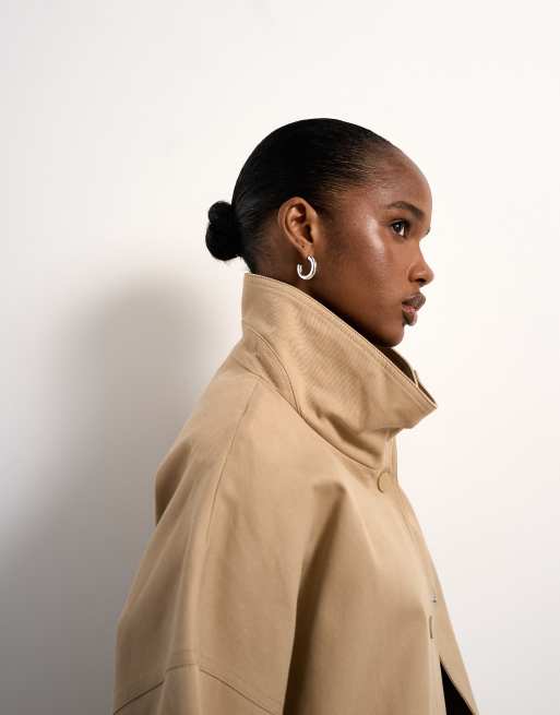 Topshop – Beige, stilren trenchcoat i oversize med ståkrage, 2 av 4