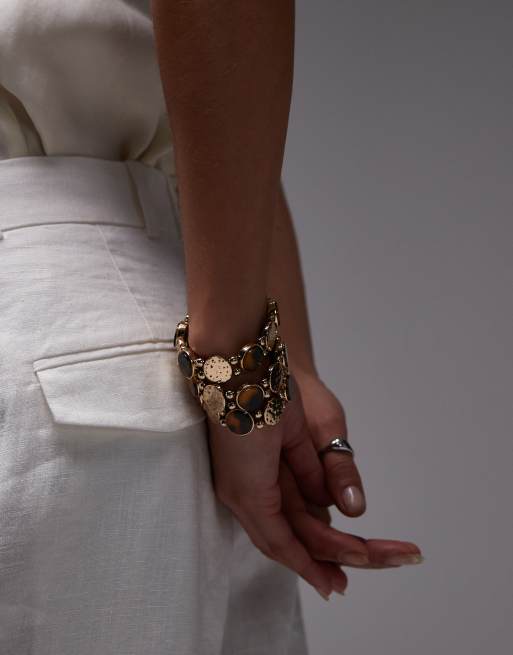 Topshop – Bella – 3er-Pack Armbänder mit Anhängern in brauner Schildpattoptik, 3 von 3
