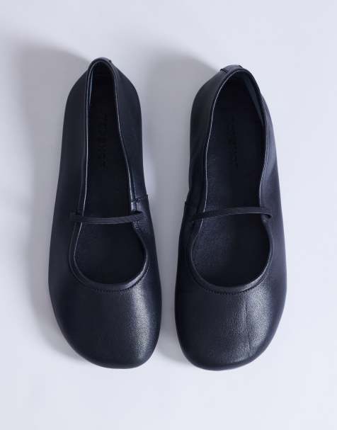 Topshop - Bella - Ballerine in pelle nere con punta arrotondata - view 1