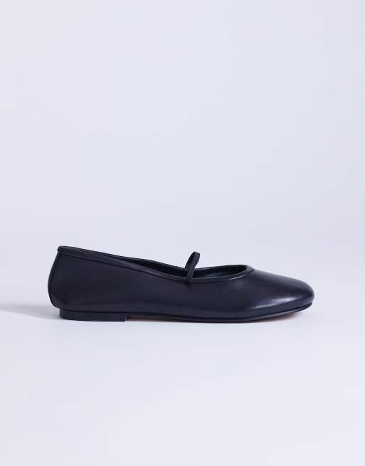 Topshop - Bella - Ballerine in pelle nere con punta arrotondata, 2 di 4