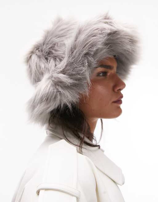 Grey faux fur hat new arrivals