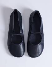 Topshop Bella leather round toe ballet flat in black
