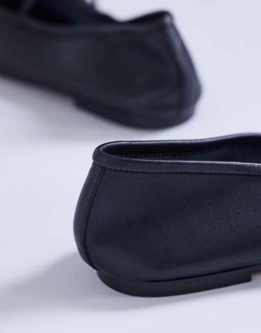 Topshop Bella leather round toe ballet flat in black, 4 of 4
