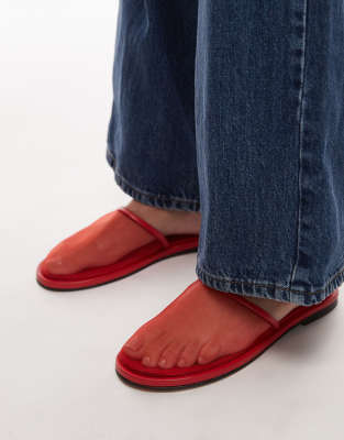 Topshop - Bella - Netzstoff-Mules in Rot