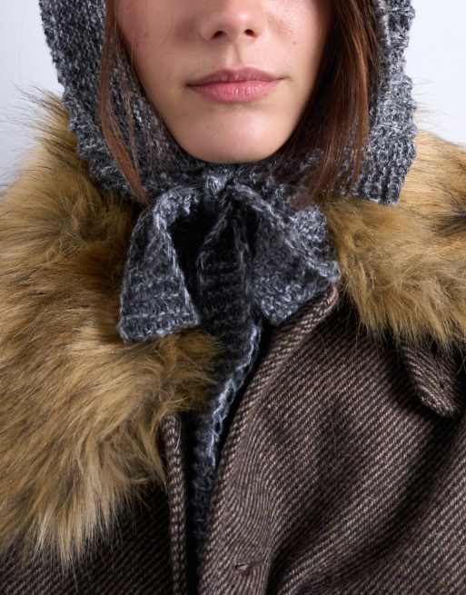 Topshop - Bella - Sciarpa allacciata con cappuccio grigia, 2 di 3