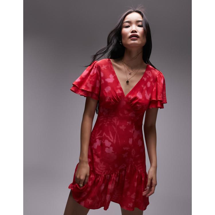 Asos red tea dress online