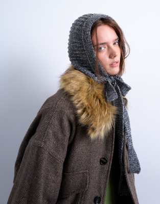 Topshop Bella Tie Hood In Gray