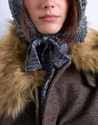 Topshop Bella Tie Hood In Gray