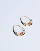 Topshop Belle hoop earrings with semi-precious stones in gold