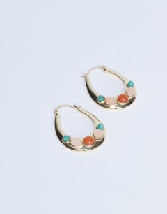 Belle hoop earrings with semi-precious stones in gold