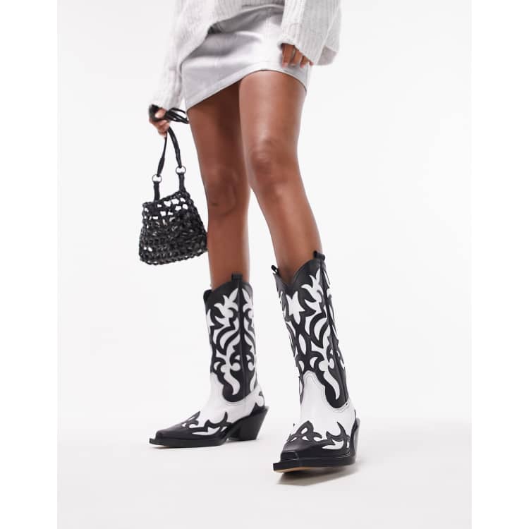 Black and shop white cowboy boots