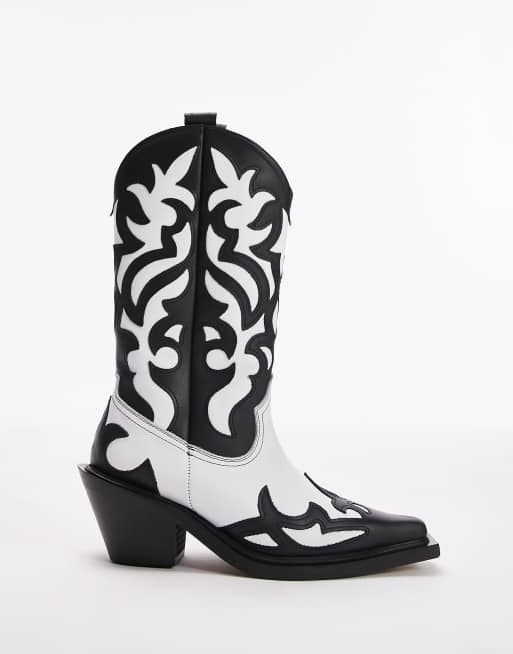 Topshop white cowboy store boots