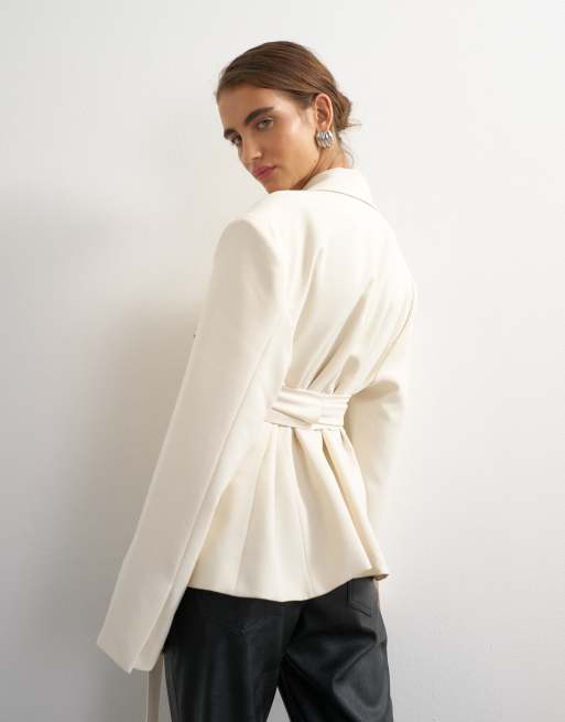 Topshop belted blazer in ivory, 4 of 4
