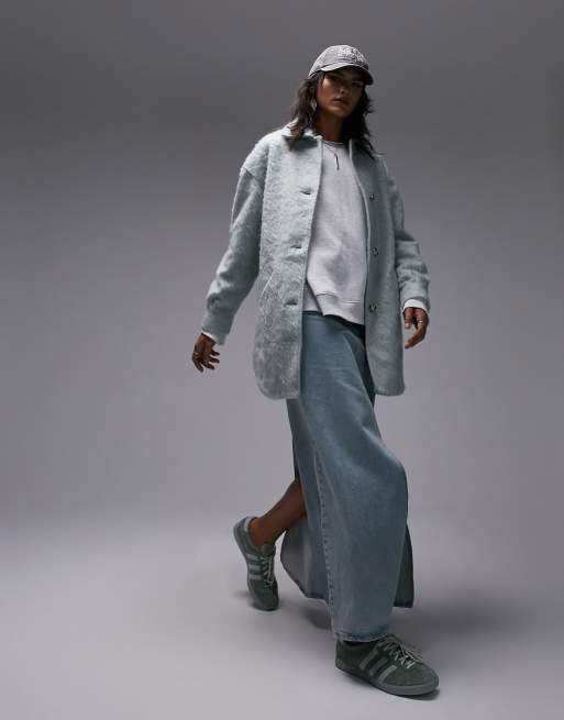 Topshop belted brushed shacket in mint