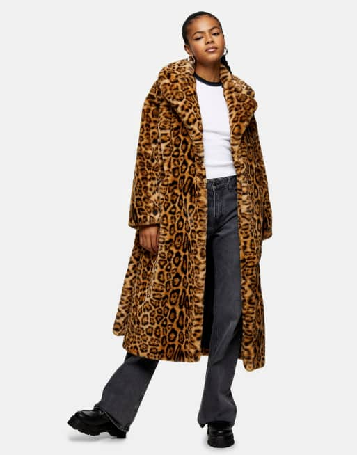 Leopard print outlet fur coat topshop