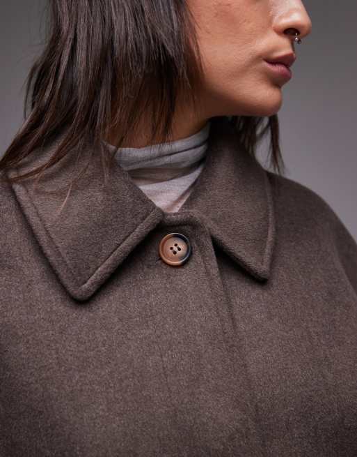 Topshop belted long line formal coat in multi