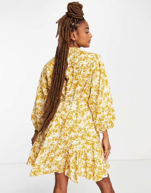 Topshop yellow hot sale floral dress