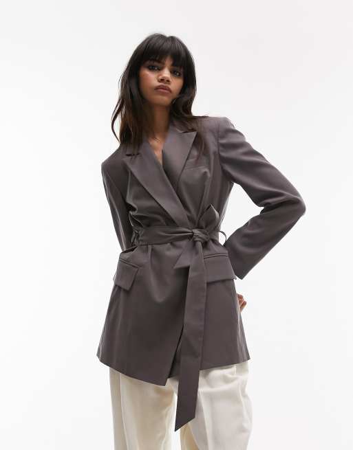 Longline belted sale blazer