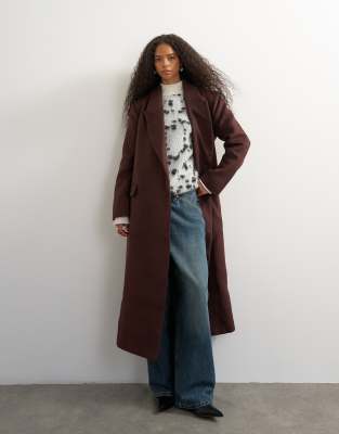Topshop Belted Longline Formal Coat In Red