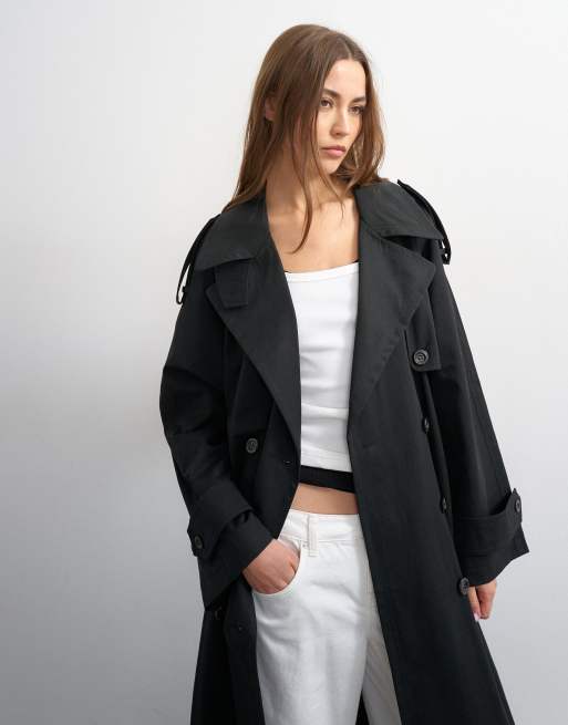 Topshop belted trench coat in black, 2 of 4