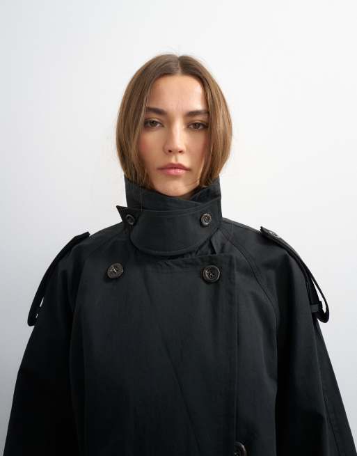 Topshop belted trench coat in black, 3 of 4