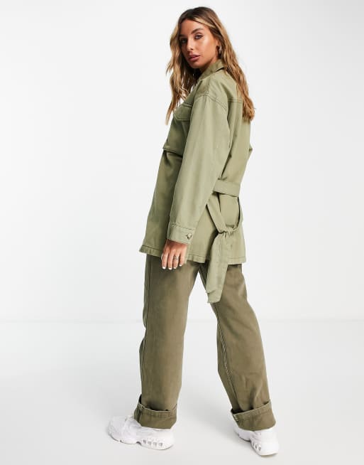 Ladies khaki shirt jacket hotsell