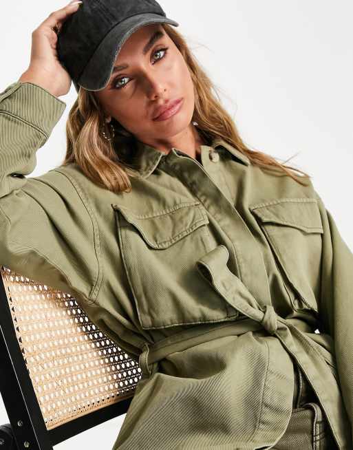 Ladies khaki shirt on sale jacket