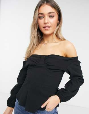 black bardot blouse
