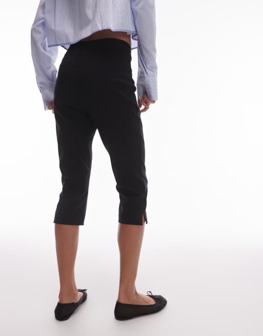 Topshop bengaline capri pants in black