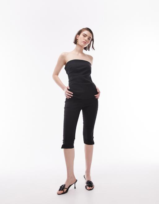 Topshop bengaline capri pant in black, 3 of 5
