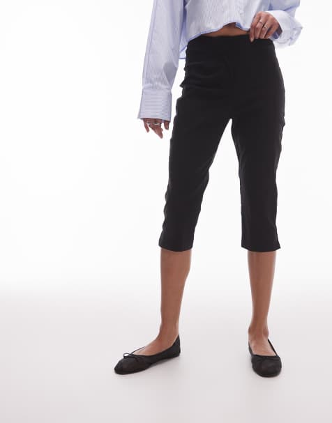 Topshop bengaline capri pants in black - view 1
