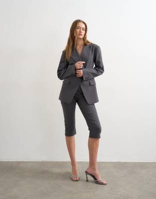 Topshop Bengaline Capri Pants In Gray
