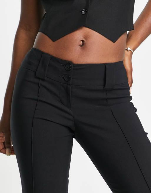 Topshop faux leather low rise flare pants in black