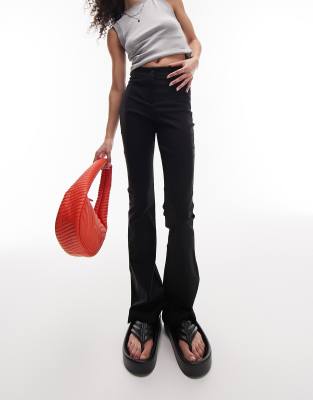 Topshop bengaline flare trouser in black