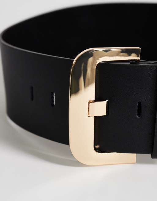 Topshop Benny wide real leather belt in black, 2 of 3