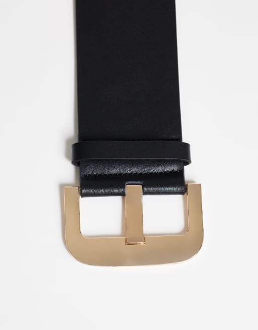 Topshop Benny wide real leather belt in black, 3 of 3