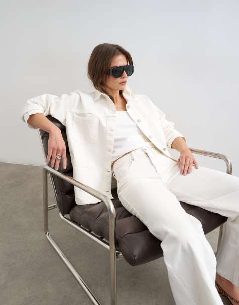 Topshop – Benvit arbetsjacka i denim - view 1