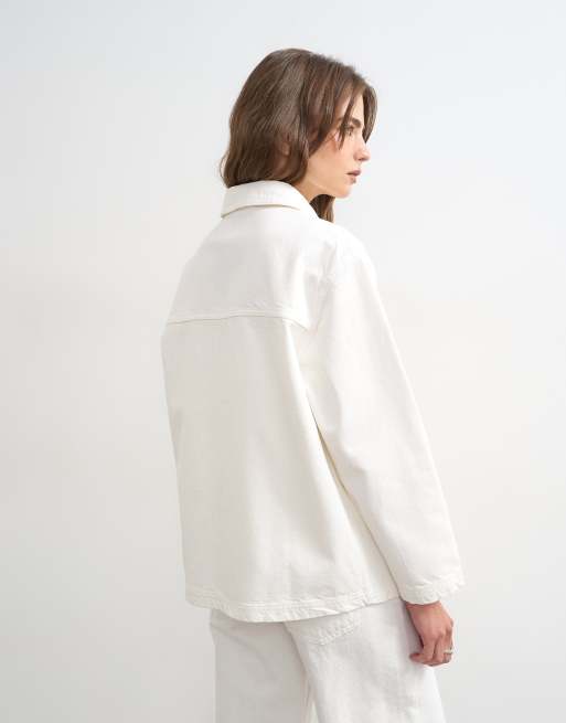 Topshop – Benvit arbetsjacka i denim, 4 av 4